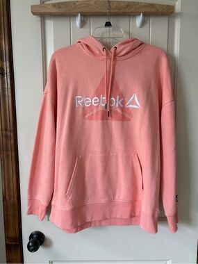 NWOT Women’s Reebok Coral Pink Logo Hoodie Sweater